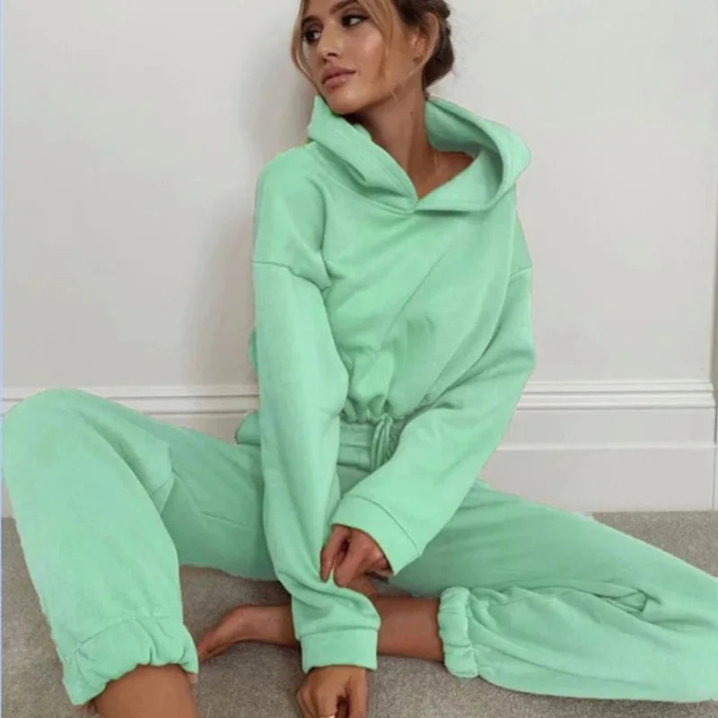 Ceylan Women's Cropped Hoodie & Jogger 2-Piece Lounge Set