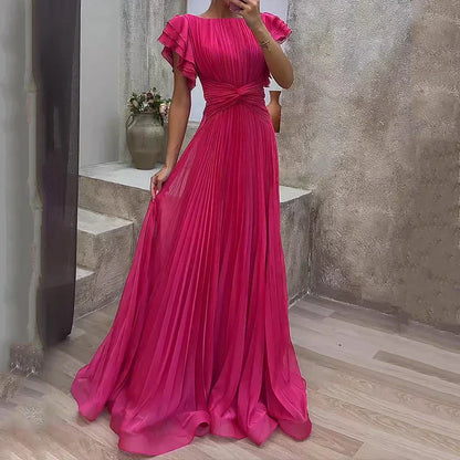 Women's Flowing Pleated Evening Gown for Timeless Formal Elegance