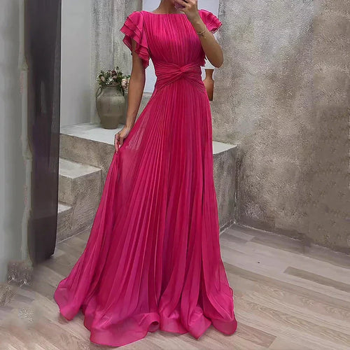 Women's Flowing Pleated Evening Gown for Timeless Formal Elegance