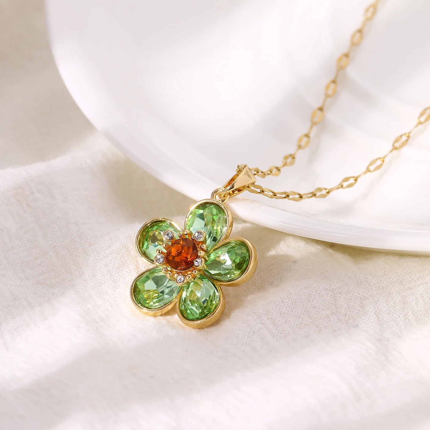 Women's Crystal Flower Pendant Necklace