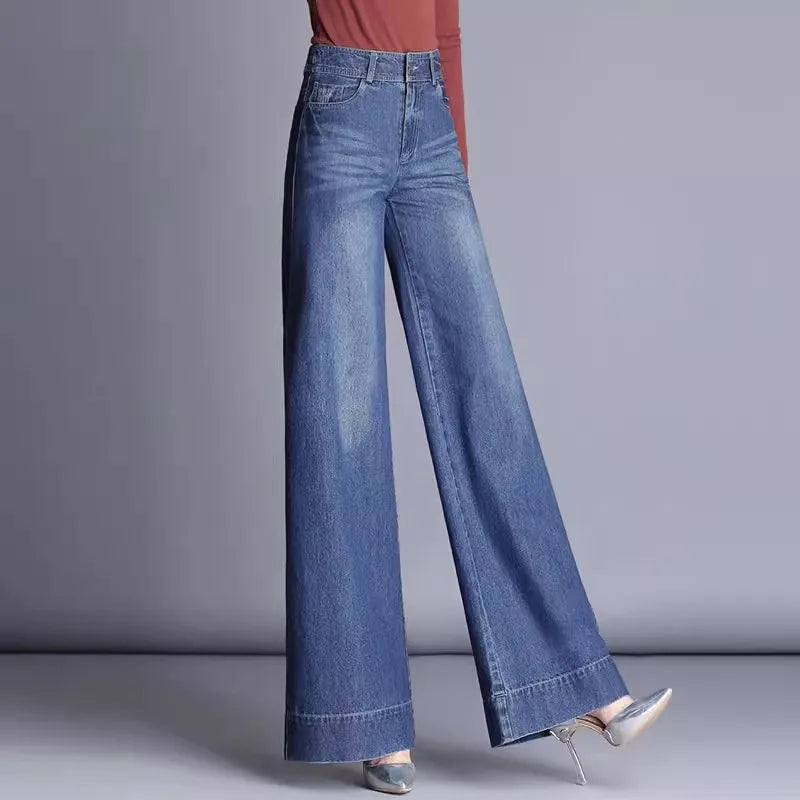 Ceylan Women’s High Waisted Wide Leg Jeans Vintage Flare