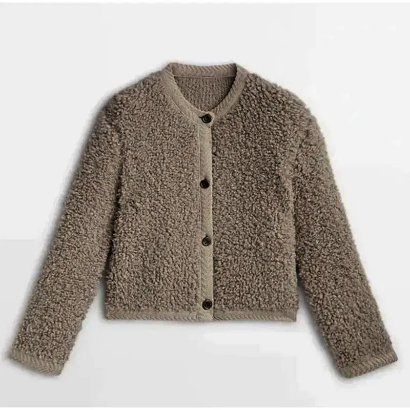 Women's Textured Cardigan Jacket with Button Closure