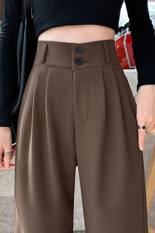 Ceylan Women's High Waist Wide Leg Trousers Pleated Fit