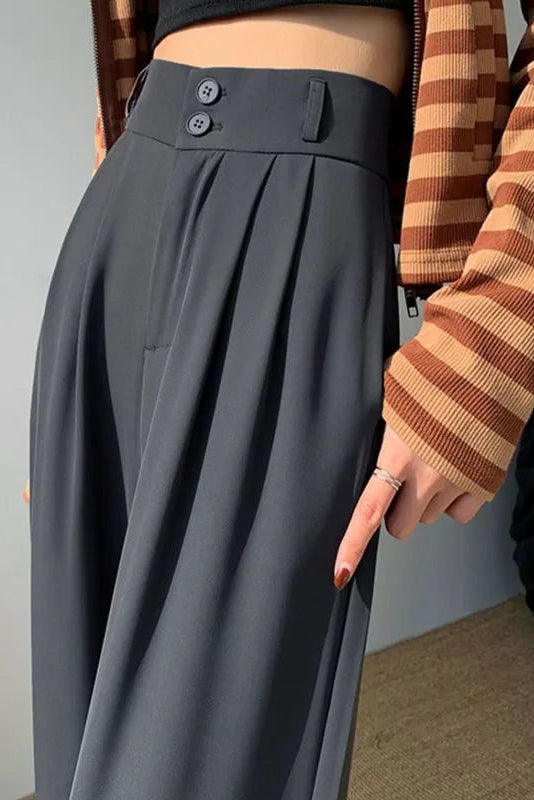 Ceylan Women's High Waist Wide Leg Trousers Pleated Fit