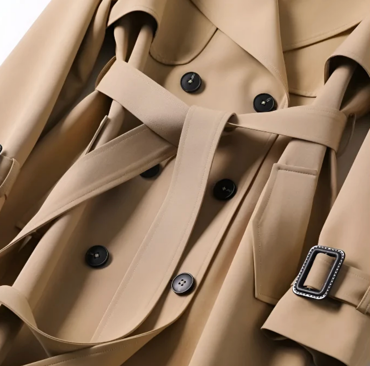 Women's Classic Trench Coat with Belted Waist
