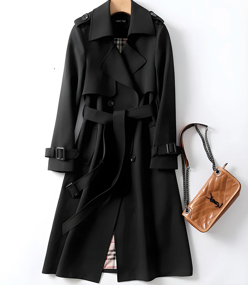 Women's Classic Trench Coat with Belted Waist