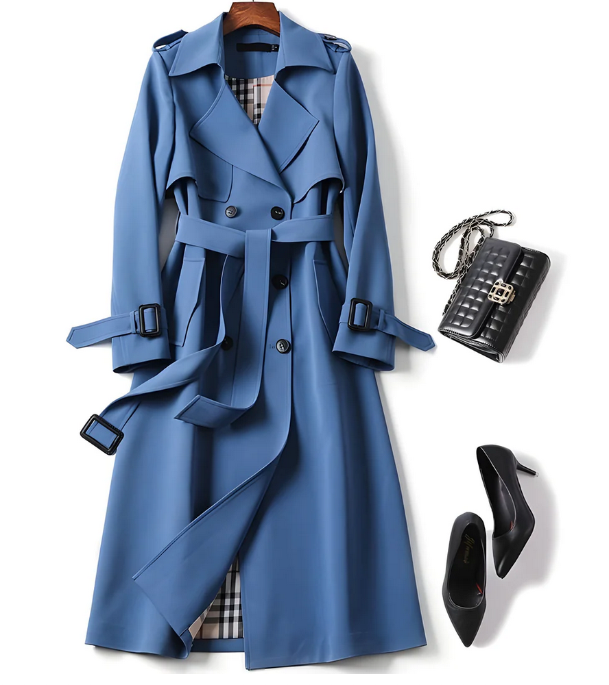 Women's Classic Trench Coat with Belted Waist