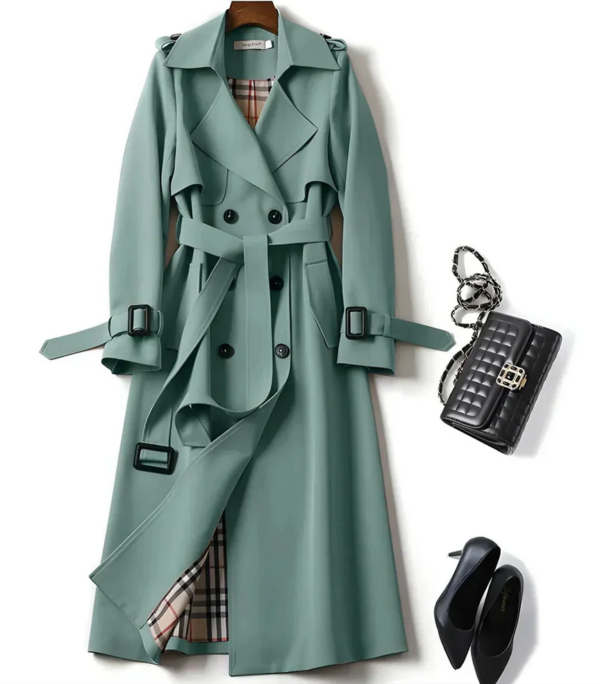 Women's Classic Trench Coat with Belted Waist