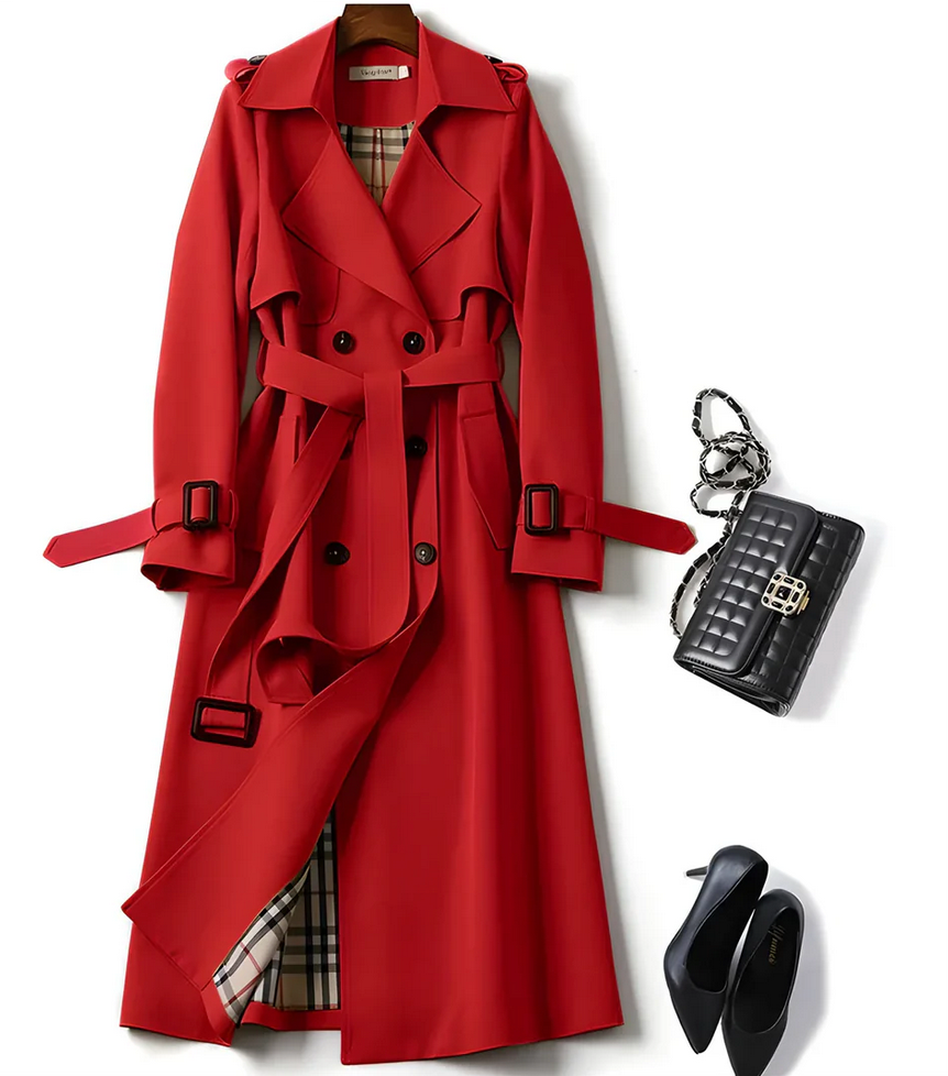 Women's Belted Trench Coat With Tailored Fit