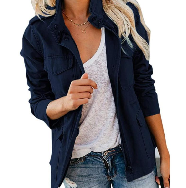 Ceylan Women's Cargo Utility Jacket Multi-Pocket Field Coat