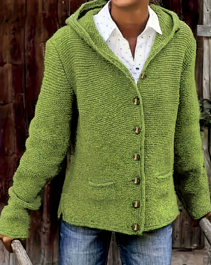 Ceylan Women’s Knit Cardigan Hooded Button Down Sweater