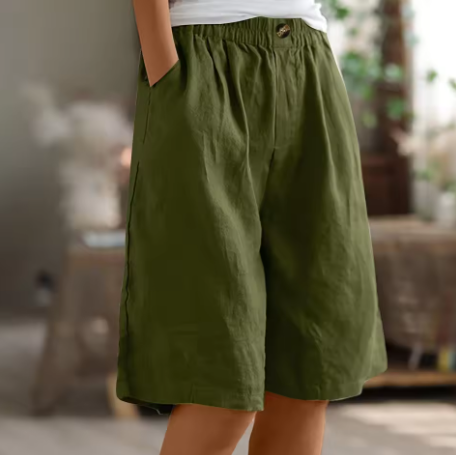 Women’s Bermuda Shorts with Elastic Waist and Deep Side Pockets