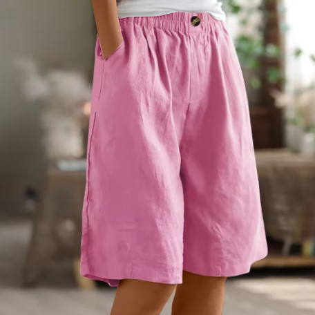 Women’s Bermuda Shorts with Elastic Waist and Deep Side Pockets