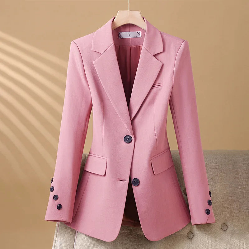 Women’s Blazer Jackets with Three-Quarter Button Sleeves and Notch Lapels