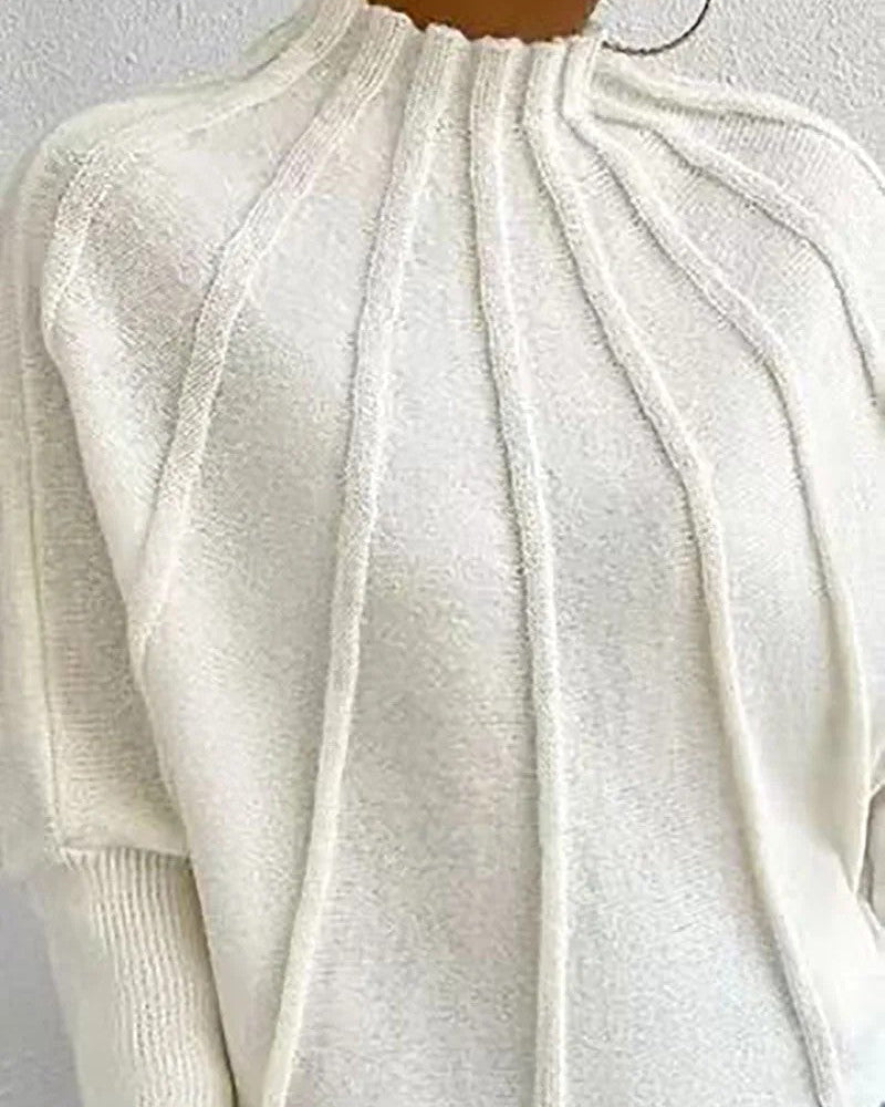 Ceylan Women's Sweater Cropped Textured High Neck Pullover