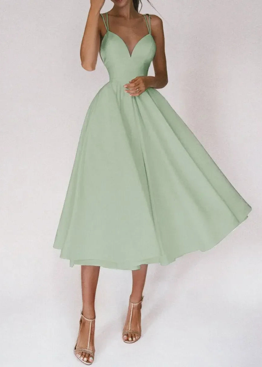 strappy a line midi dress 100% European Linen Strappy Midi Dress
