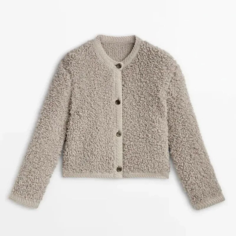 Women's Textured Cardigan Jacket with Button Closure