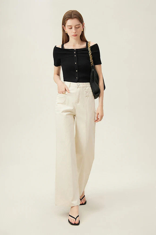 Ceylan Women's Wide Leg Denim Jeans High Waist Relaxed Fit