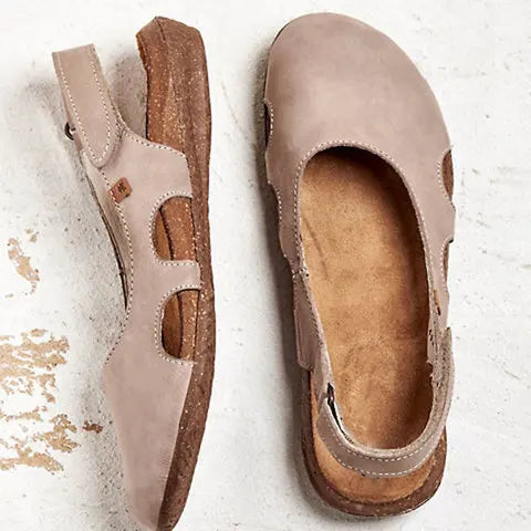 Women’s Sandals Closed Toe Slingback Cork Sole Walking Flats