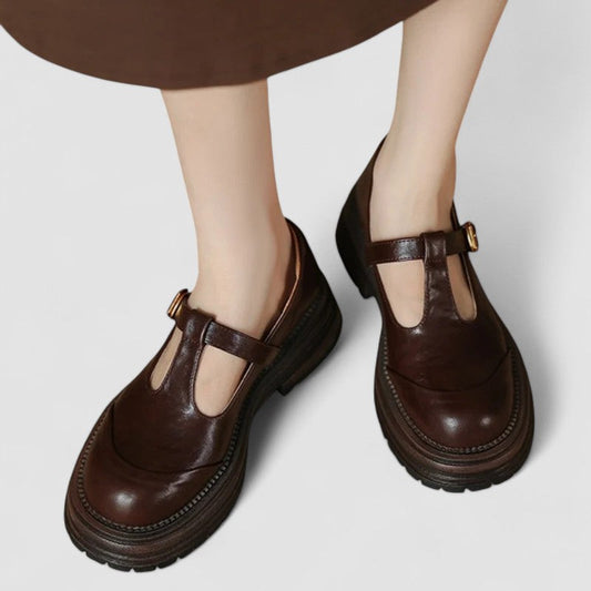 Women’s Mary Jane Shoes with T-Strap Buckle and Chunky Sole