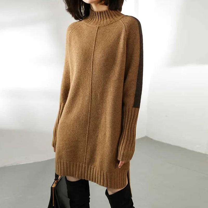 Ceylan Women's Sweater Dress, Oversized Turtleneck Tunic