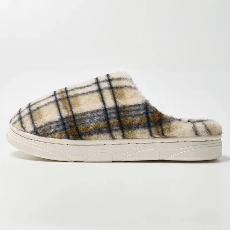 Ceylan Women’s Plaid House Slippers Warm Fleece Scuffs