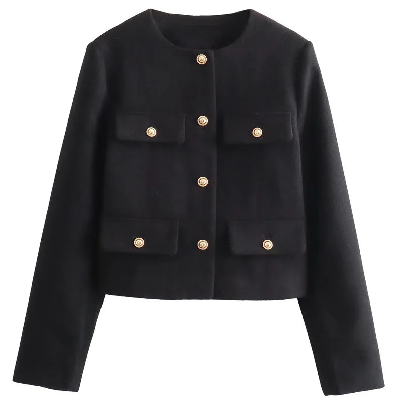 Ceylan Women's Tweed Crop Blazer Jacket