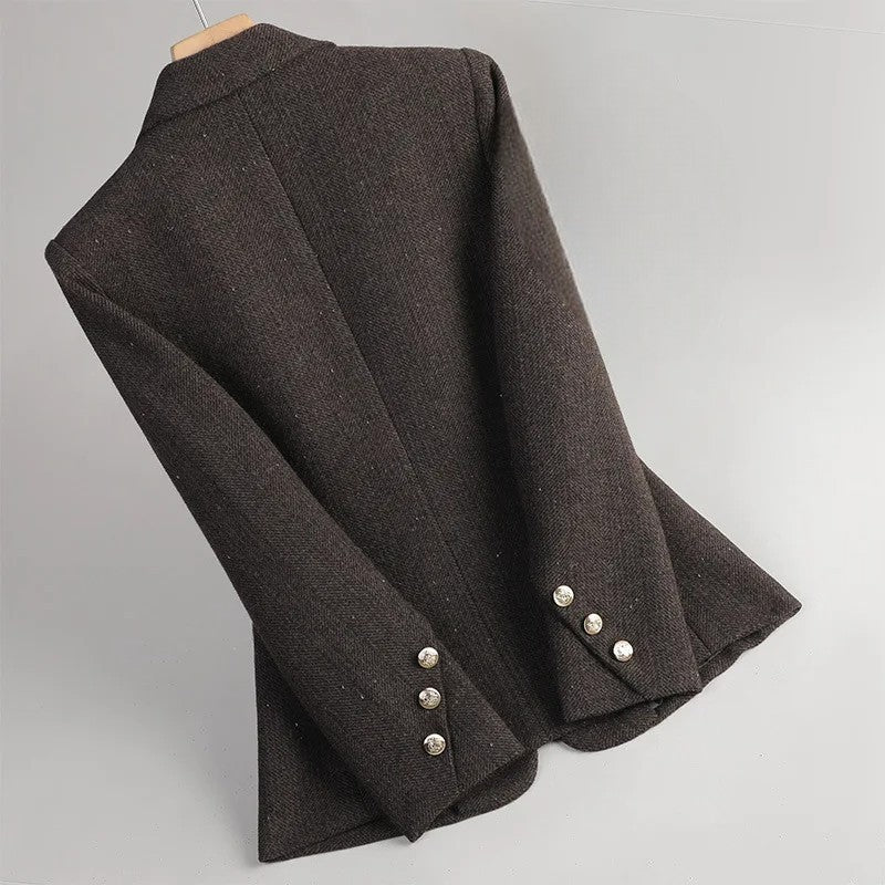 Women’s Blazer Jackets with Metallic Fleck Tweed and Notched Lapels