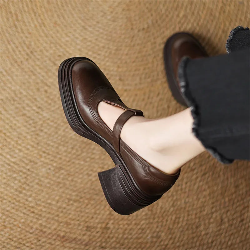 Women's Orthopedic Mary Jane Shoes with Chunky Block Heel and Round Toe