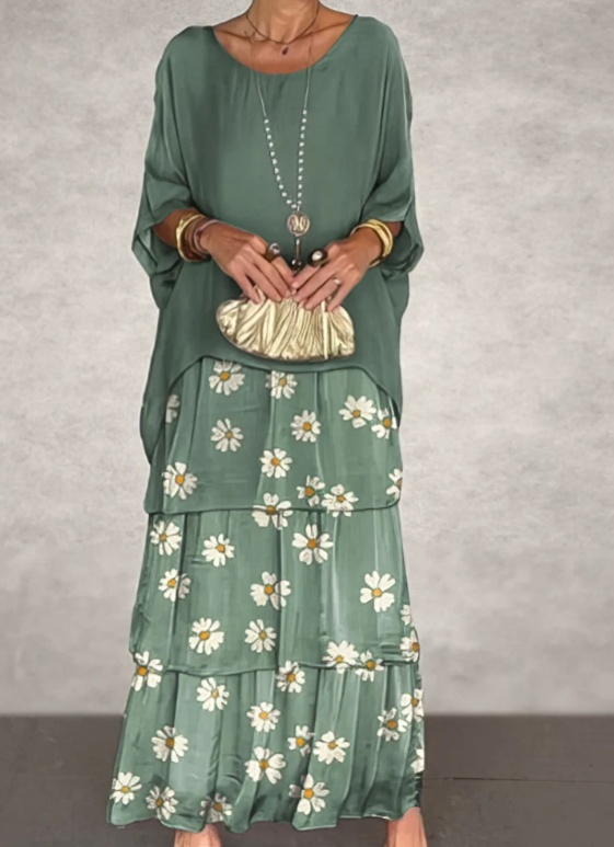 Women¡¯s Layered Chiffon Maxi Dress Flowy Bohemian A-Line Gown