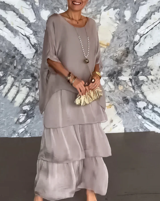 Women¡¯s Layered Chiffon Maxi Dress Flowy Bohemian A-Line Gown