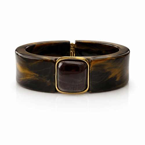 Women's Lucite Bangle Bracelet with Stone Detailing