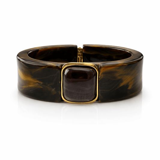 Women's Lucite Bangle Bracelet with Stone Detailing