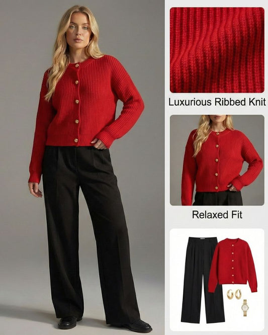 Ceylan Women's Pullover Ribbed Mock Neck Button Detail Sweater