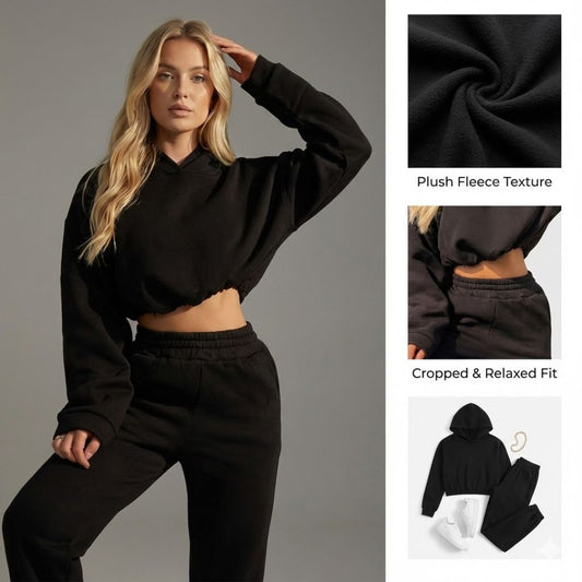 Ceylan Women's Cropped Hoodie & Jogger 2-Piece Lounge Set