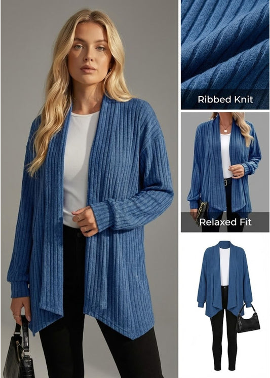 Ceylan Women’s Chunky Knit Cardigan Slouchy Open Front Coat