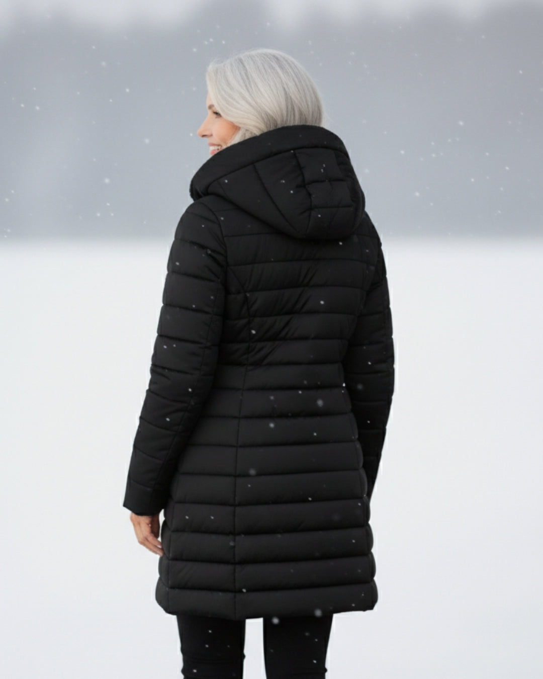 Women's Long Puffer Coat With Fleece-Lined Hood