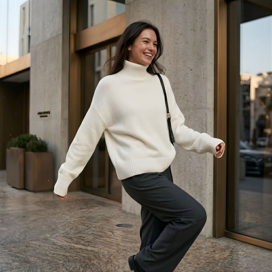 Women¡¯s Turtle Neck Drop Shoulder Casual Winter Sweater