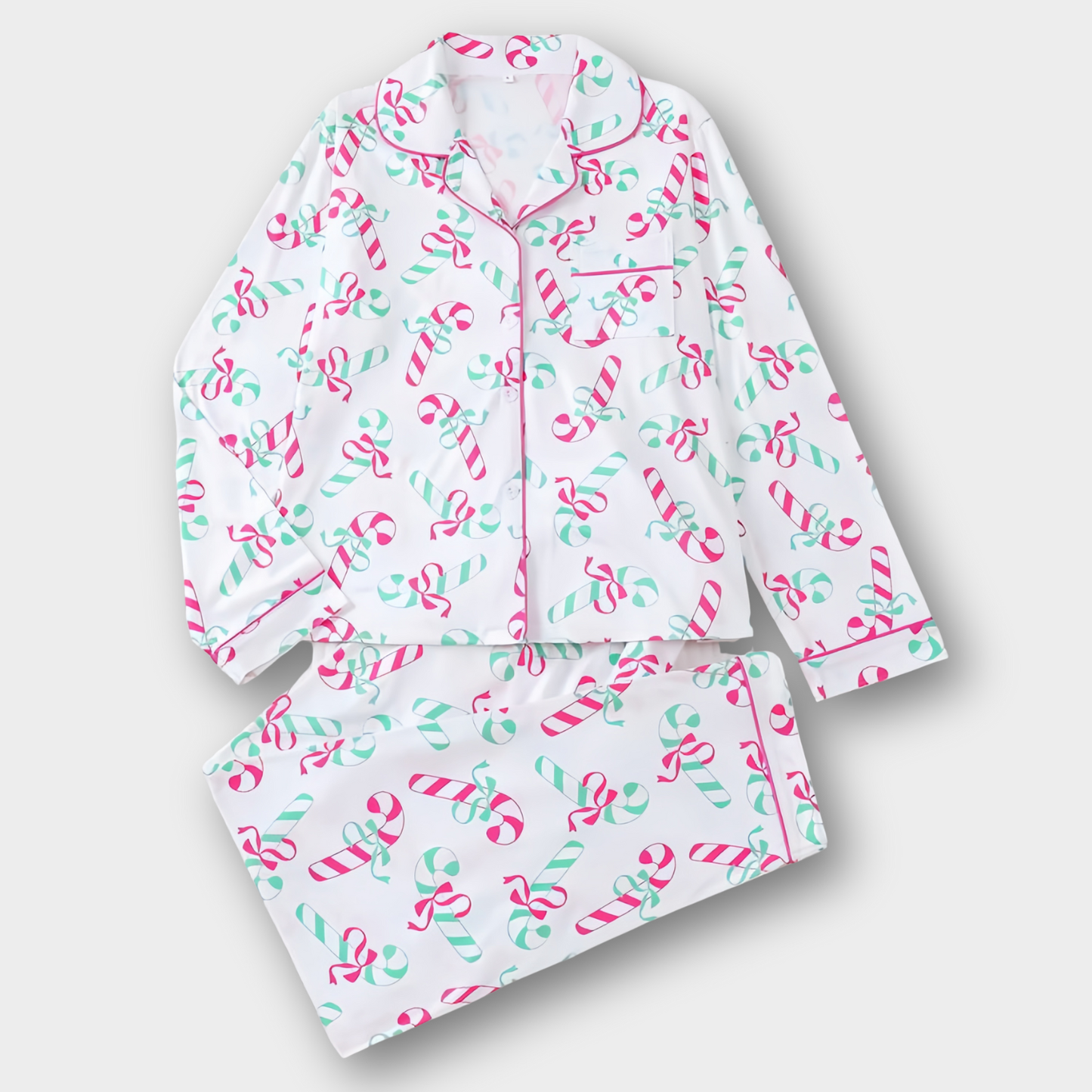 Ceylan Women's Short-Sleeve Satin Holiday Pajama Set