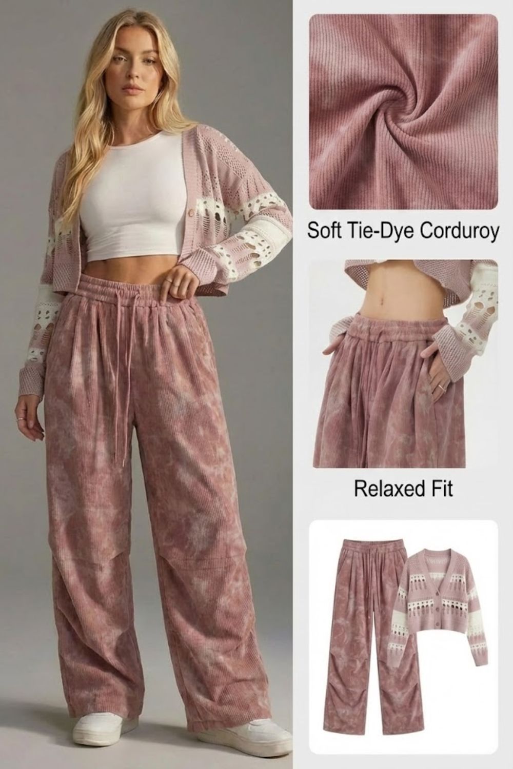 Ceylan Women’s Wide Leg Corduroy Pants Oversized Baggy Fit