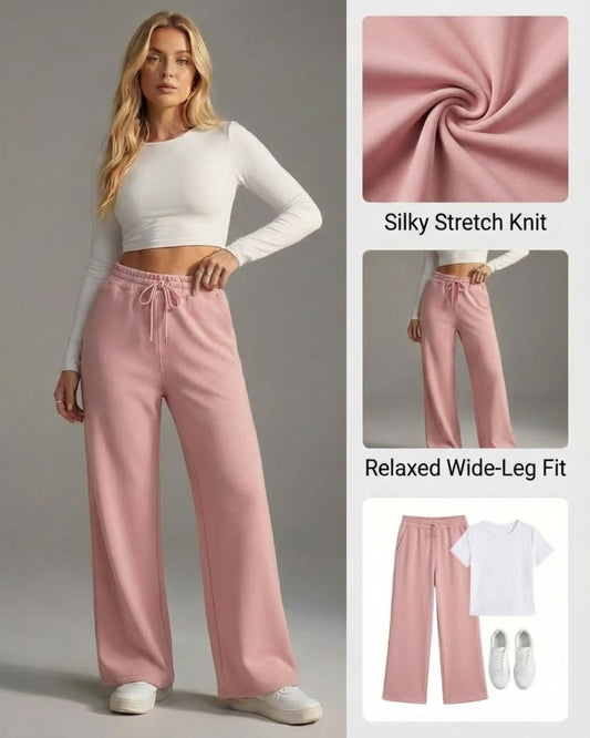 Ceylan Women’s Wide Leg Knit Pants Drawstring Waist