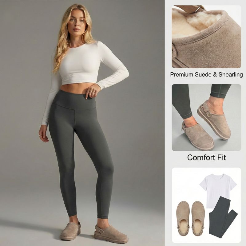 Ceylan Women's Memory Foam Faux Fur Ankle Strap Slippers