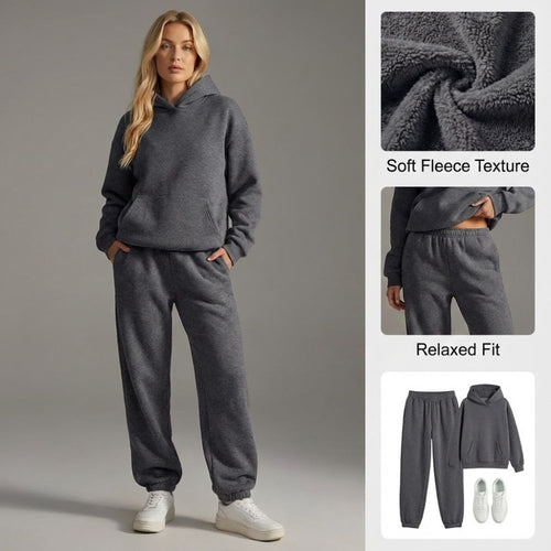 Ceylan Women’s Johnny Collar Knit Set Wide Leg Loungewear