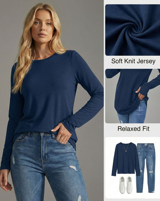 Ceylan Women’s Long Sleeve Tunic Top With Thumbhole Cuffs