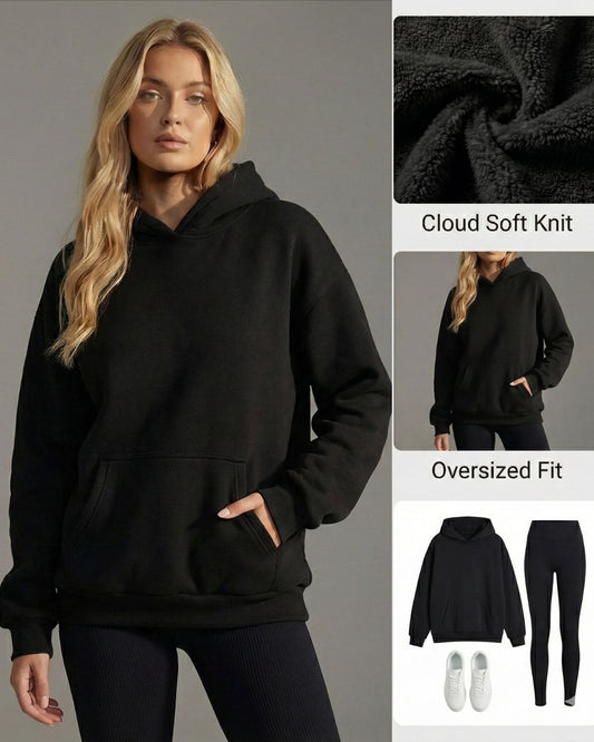 Ceylan Women's Oversized Boyfriend Fleece Hoodie Pullover