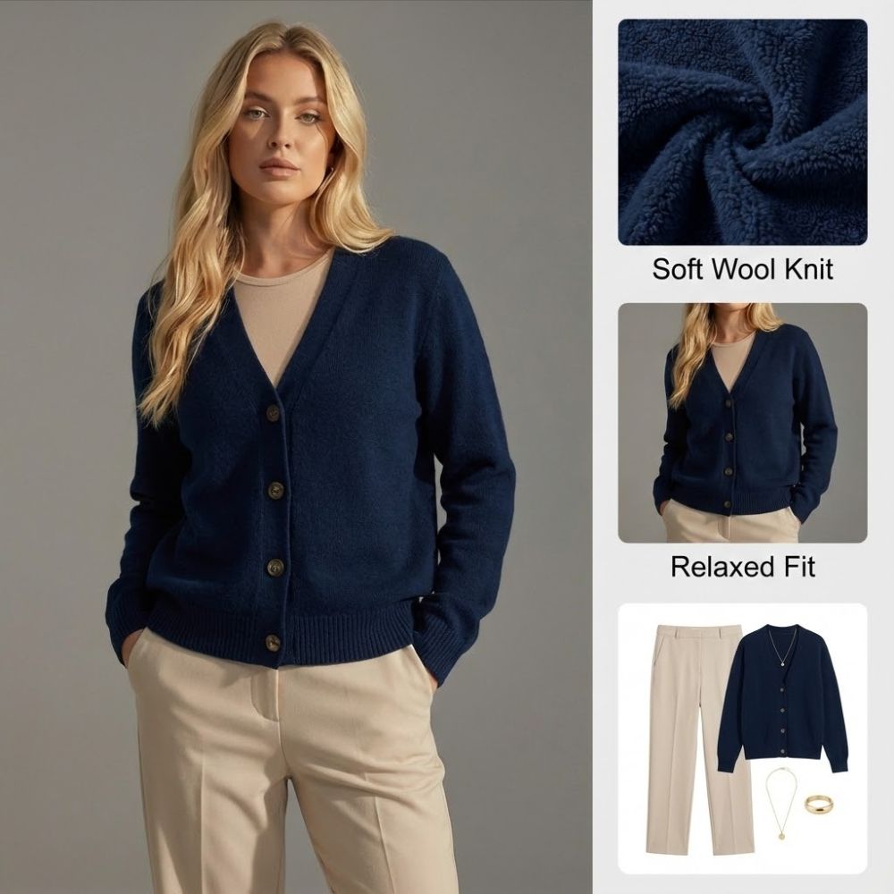 Ceylan Women’s Gold Button Textured Knit Cardigan Sweater