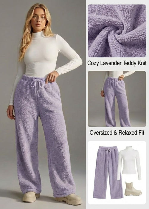Ceylan Women’s Wide Leg Fleece Pants High Waist Thermal