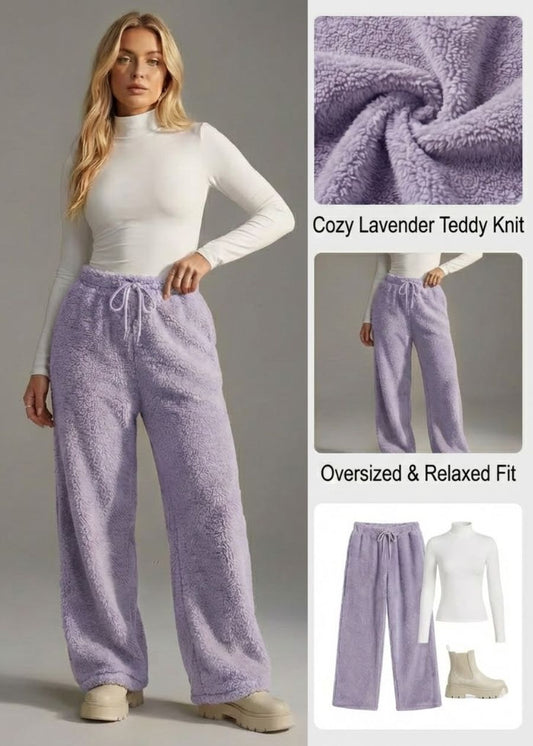 Ceylan Women’s Wide Leg Fleece Pants High Waist Thermal