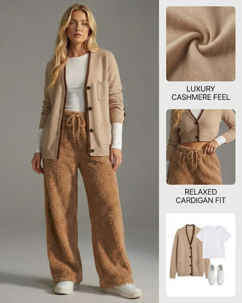 Ceylan Women’s Soft Knit Cardigan V-Neck Button Sweater