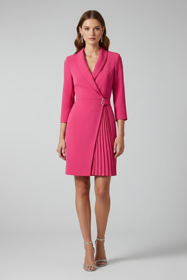 Women's Blazer Dress with Notched Collar and Defined Waist